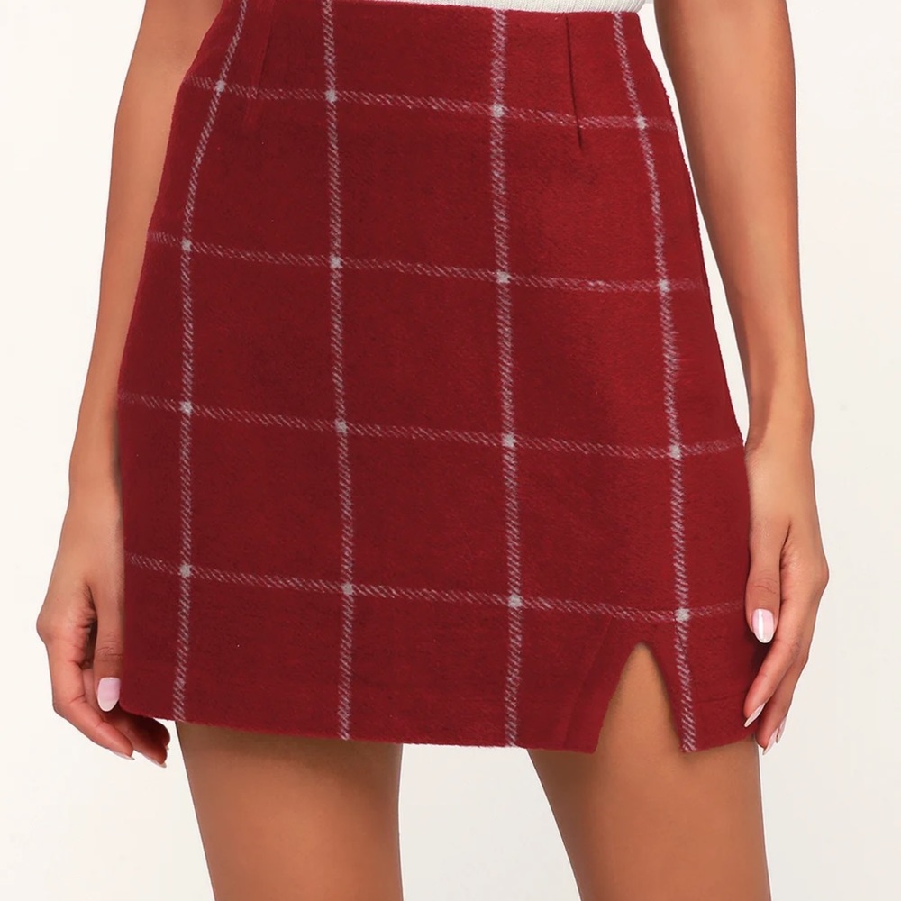 Red plaid mini skirt